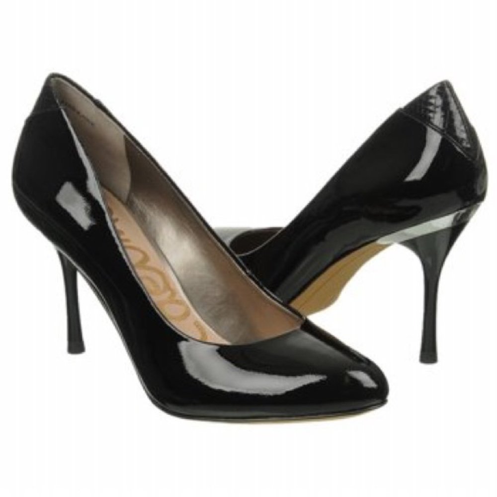 Sam Edelman Leather Camdyn Heel Pumps Size 8M with Snakeskin Backing